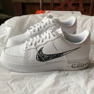 Nike Air Force 1 Low Sketch - Black White Leather (CW7581-101) Size 11